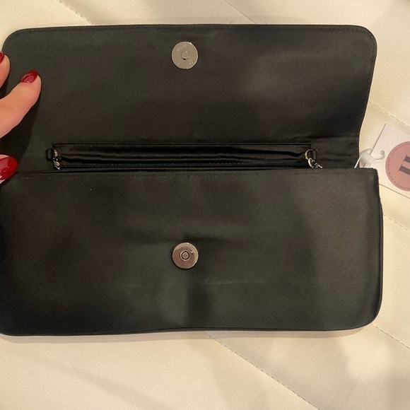 Aldo black satin large clutch with mirror detail. Smoke silver chain - Picture 7 of 10